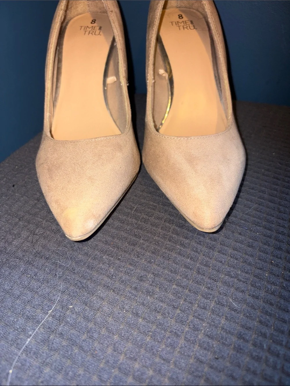 Time and Tru Women's Nude Suede Pointed-Toe Pumps 8